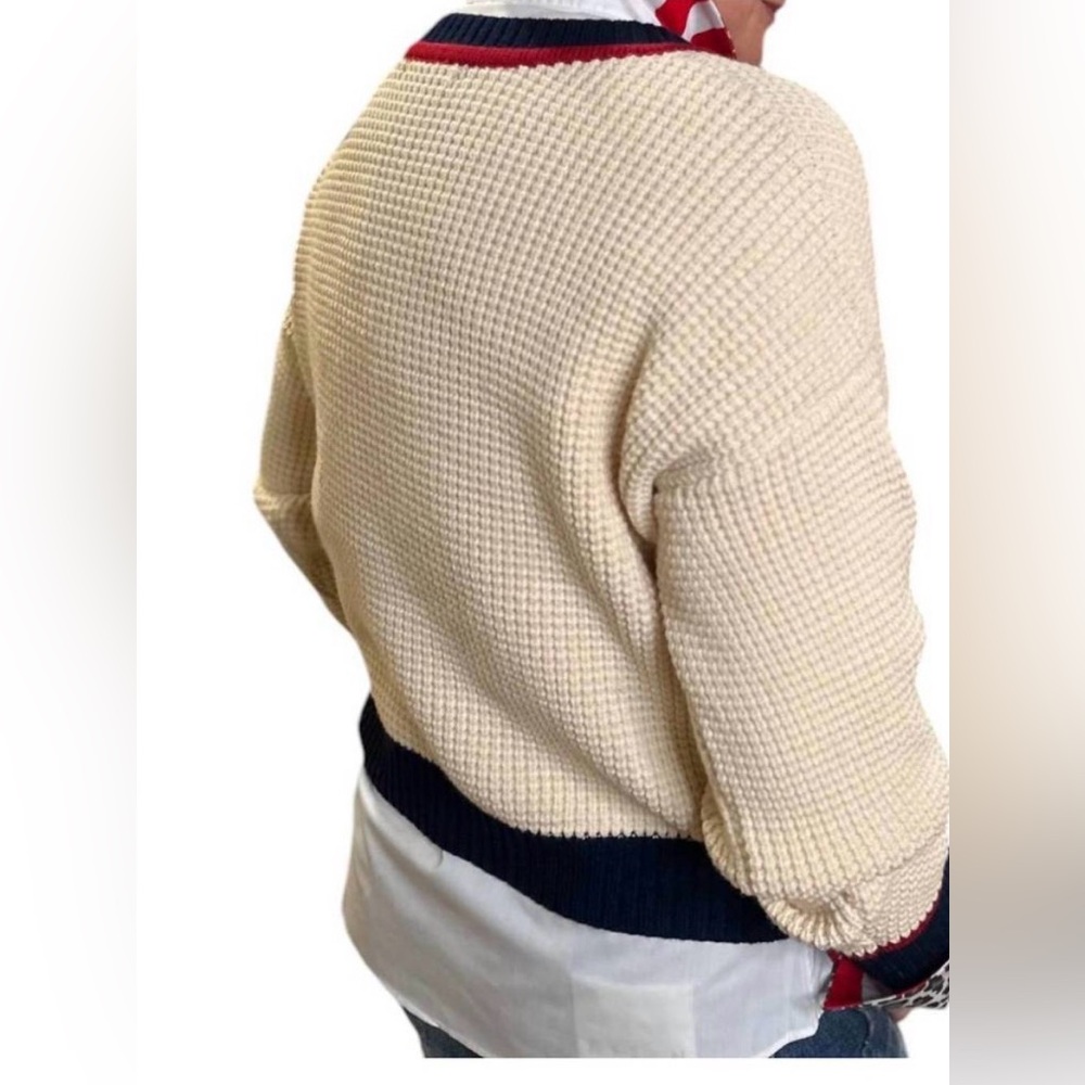 CENTRAL PARK WEST love heart waffle crew neck graphic embroidered sweater - Picture 3 of 9